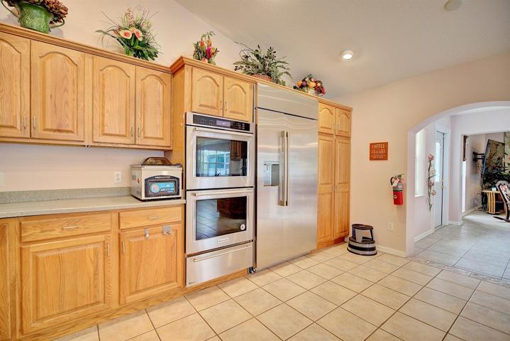 Double oven with warmer and commercial refrigerator