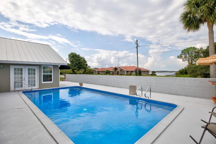 Pool area with huge deck for entertainment