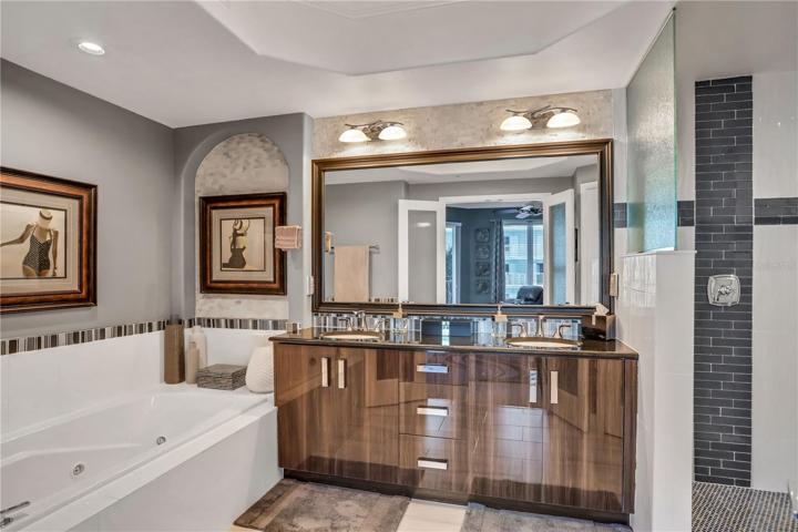 Primary bathroom with european cabinet