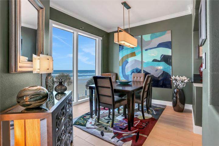 Large picture window with ocean views