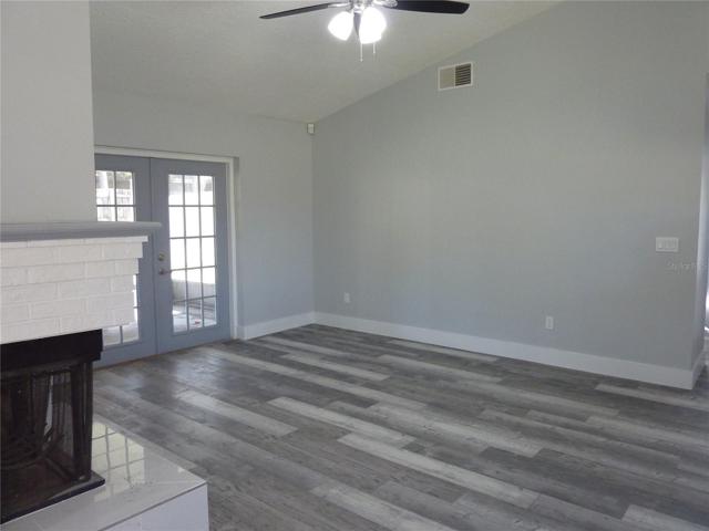 Family room with french doors to patio