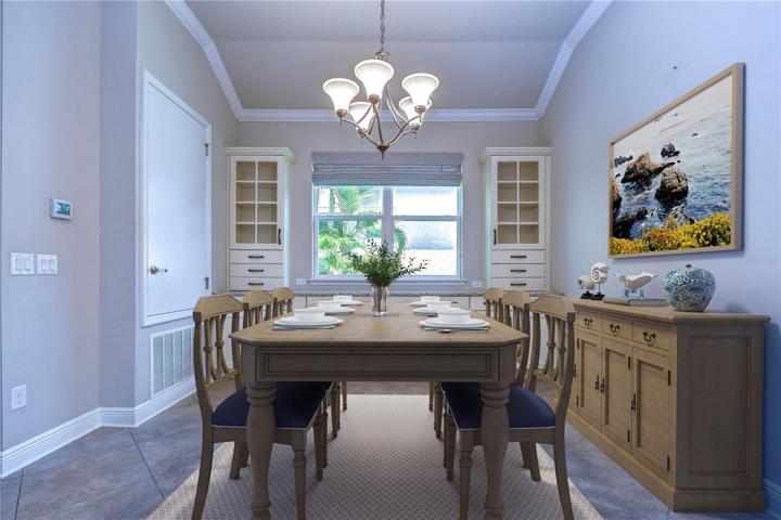Dining room features custom Built-ins!