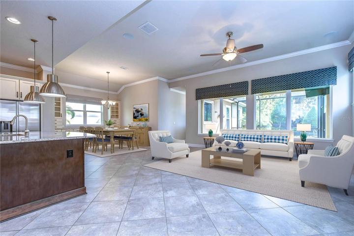 Open floor plan seamlessly integrates the living, dining, and kitchen areas!