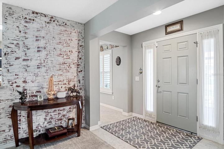 Brick look wall in entry way