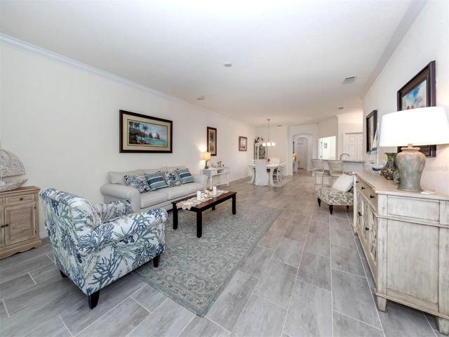 Living area looking toward dining and entry