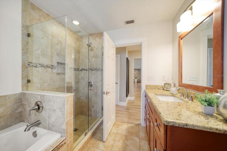 Updated and spacious guest bathroom