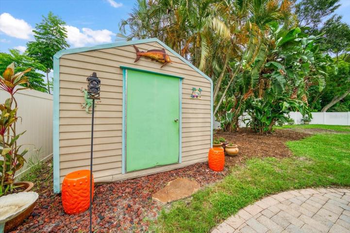 Storage shed for extra storage space.