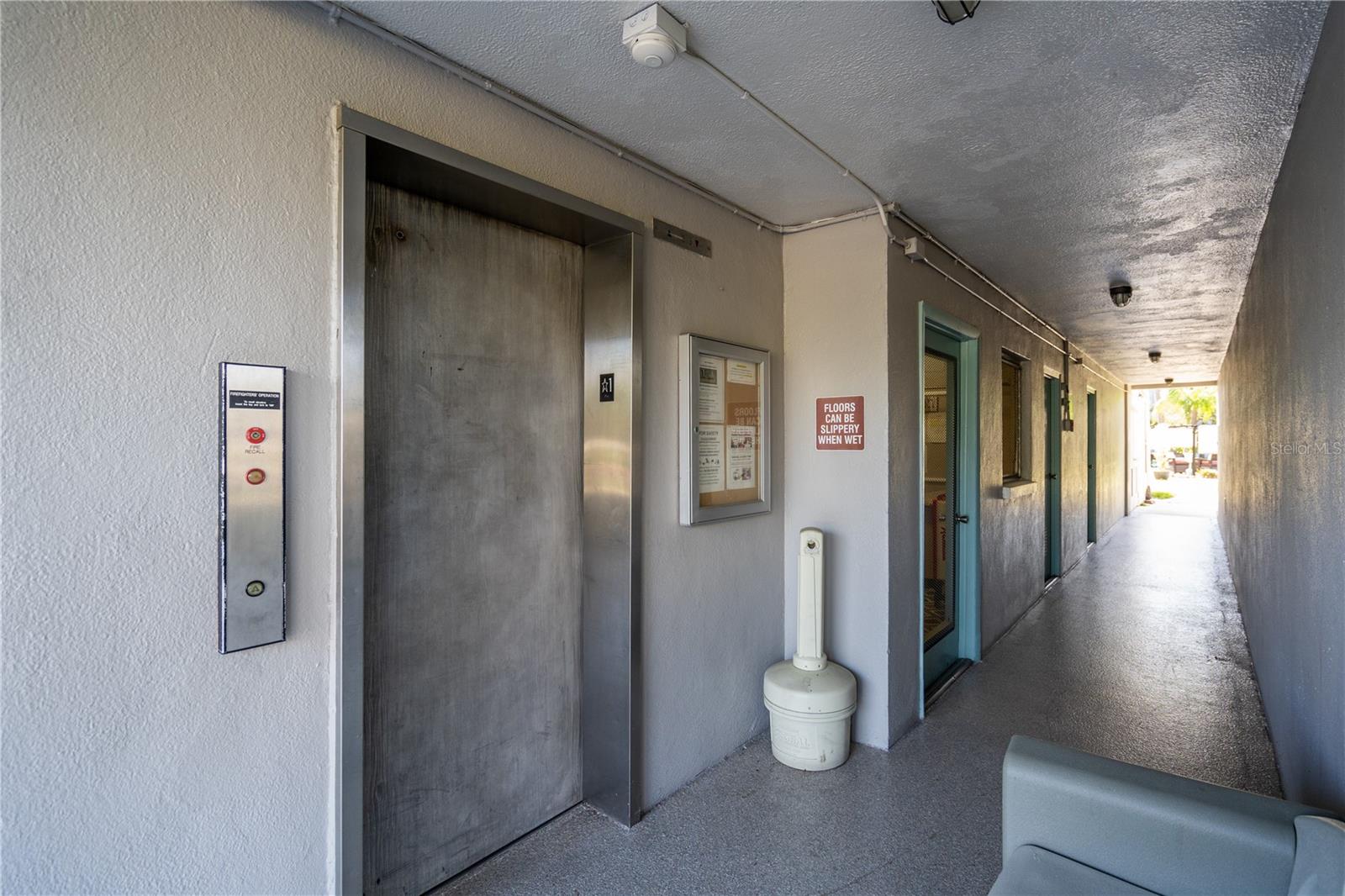 ELEVATOR Access, Laundry Room, Storage Locker Room, &amp; Handy Trash Chute at End of Hallway