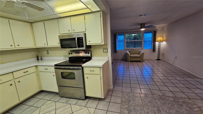 kitchen, dining and living room