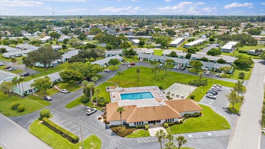Aerial community club house and pool 1
