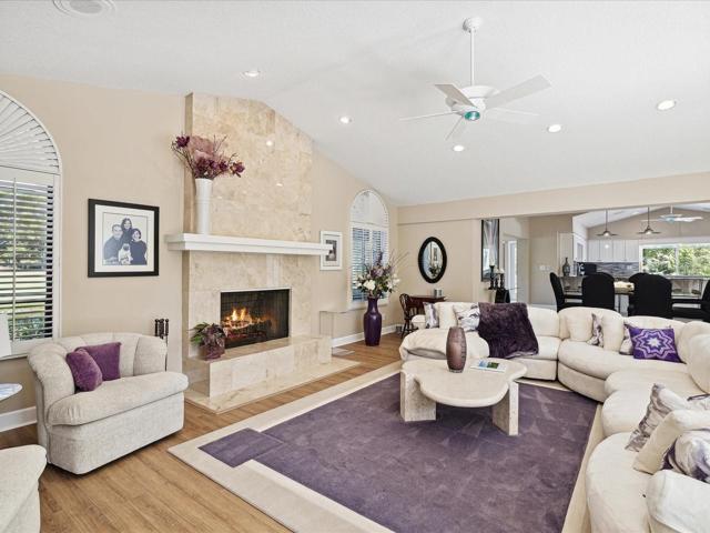 Wood burning fireplace with marble surround