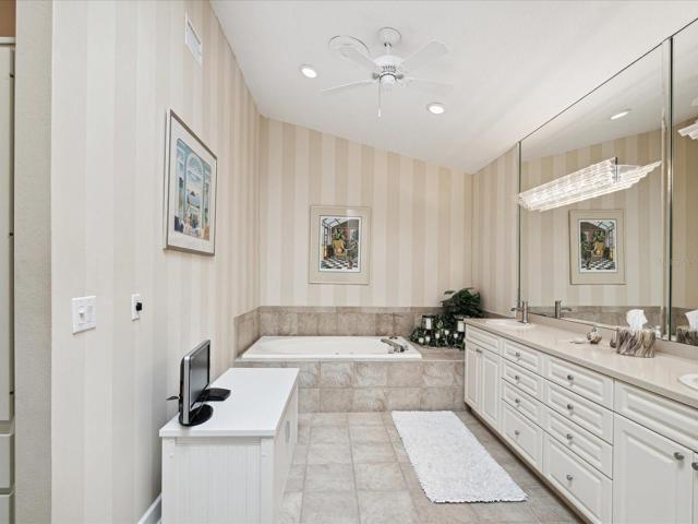Master Bathroom with dual sinks, jetted tub