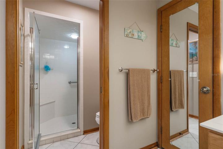 Tiled Shower with a built in bench