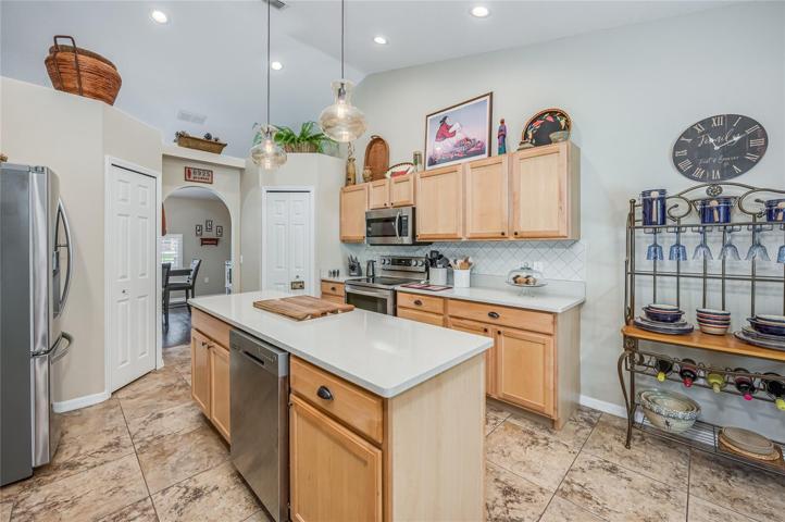 Kitchen with 2.25'x7.25' island already plumbed for additional sink!