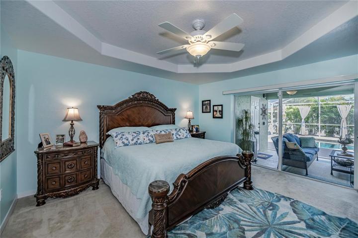 spacious master suite with pool access
