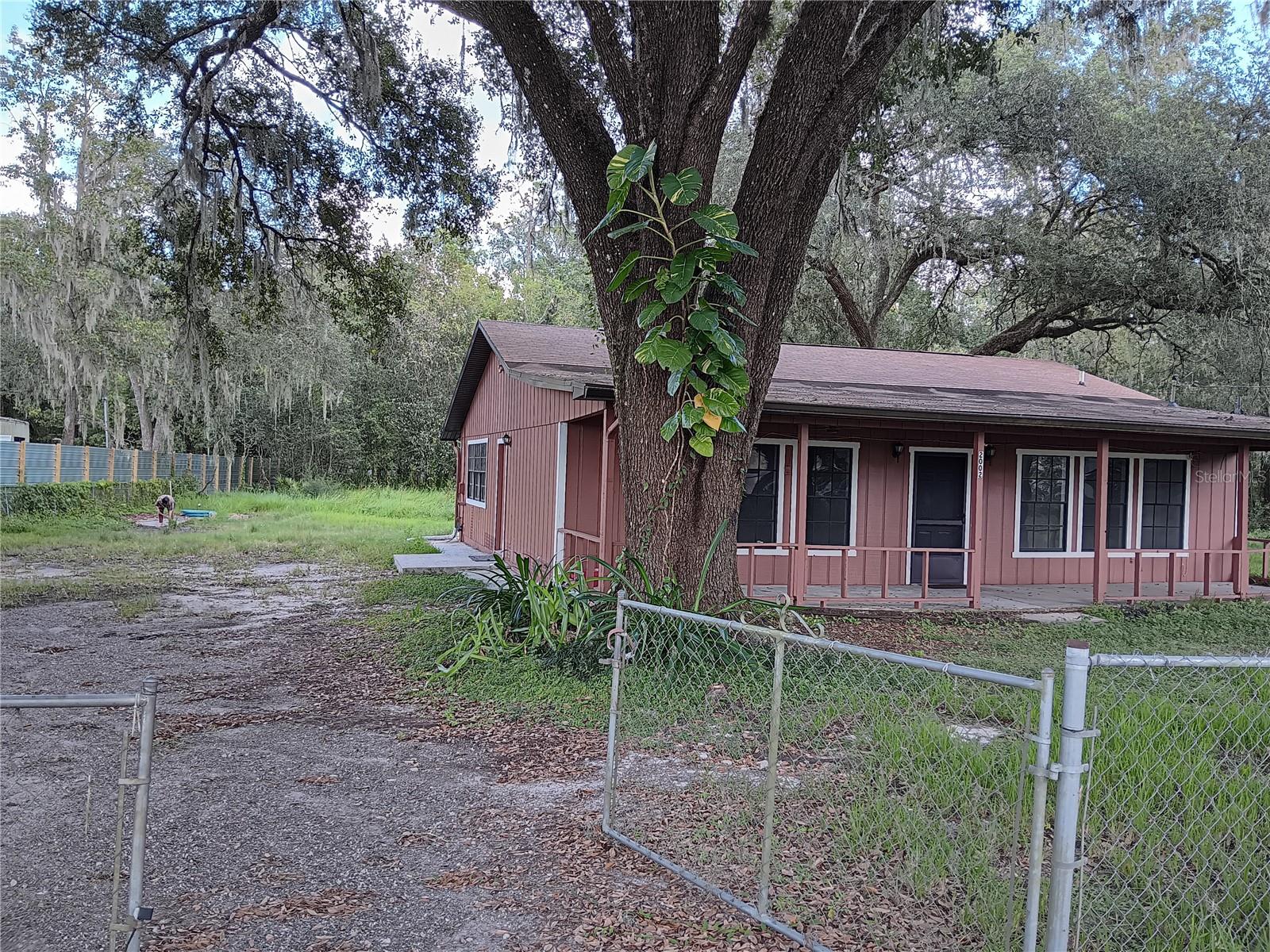 fenced yard