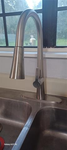 new  expensive stainless steel pull-off faucet with light