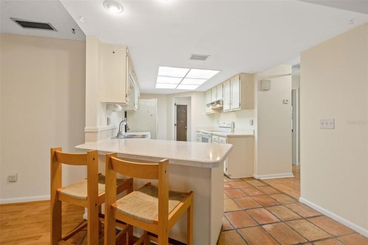 Large kitchen that flows into the spacious living room