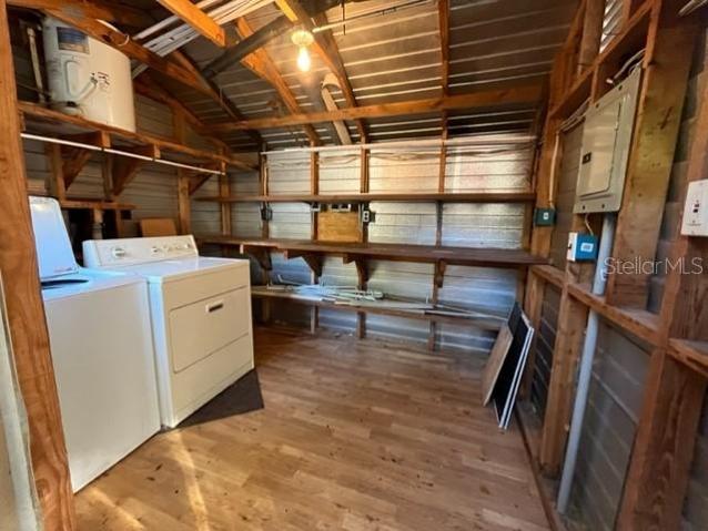 Inside shed