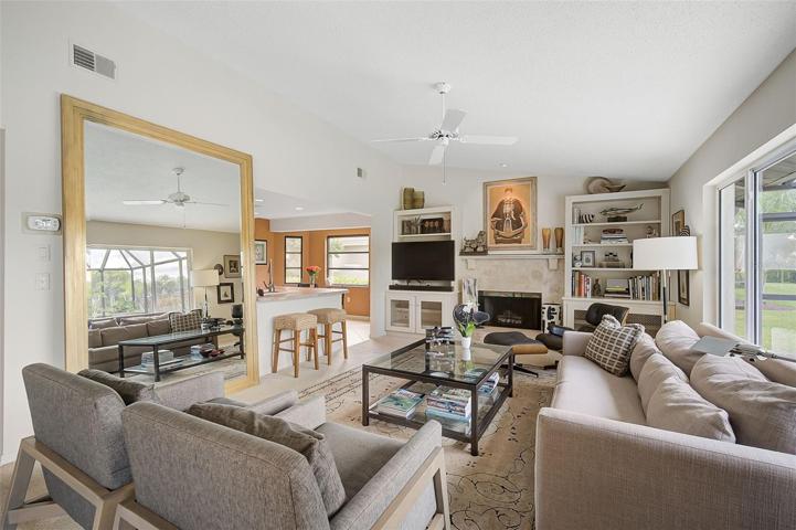 Family room, looking into the kitchen and casual dining area