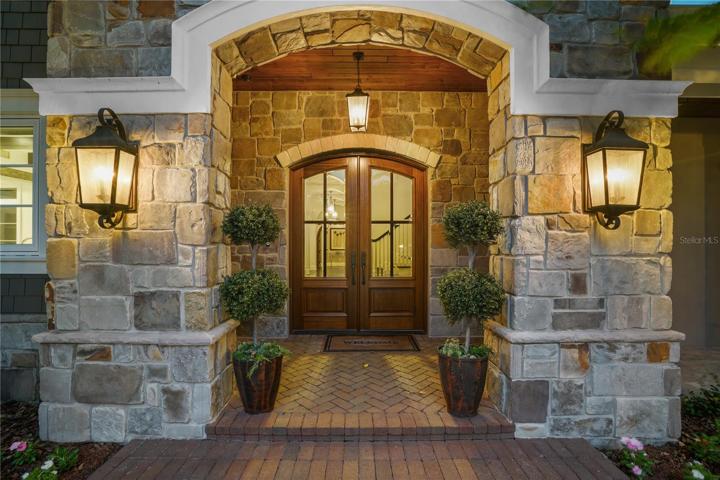 Arched cobblestone entry
