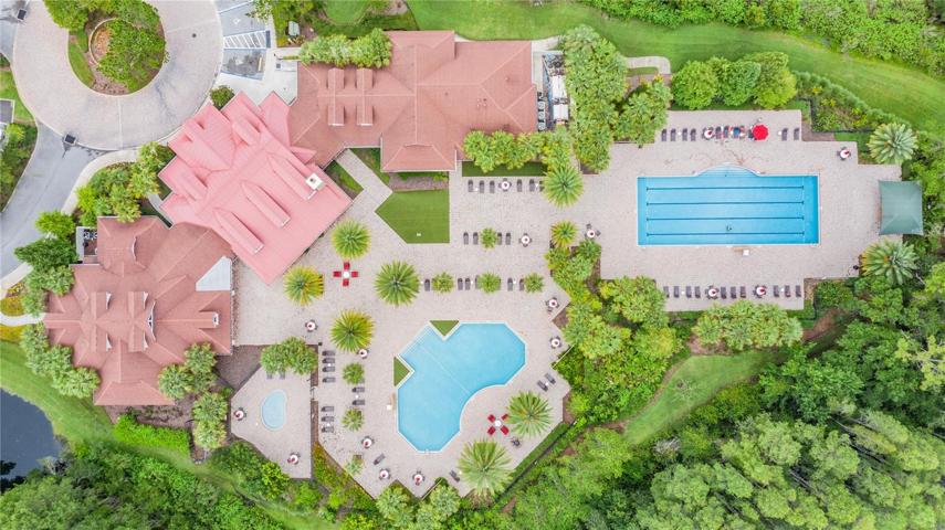 Aerial view of pools