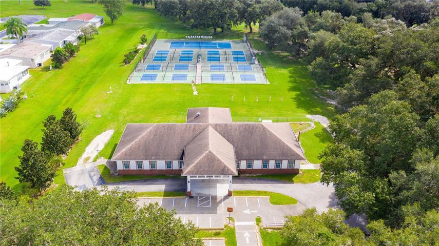 This community club house offers billiards, ping-pong, and many card rooms.
