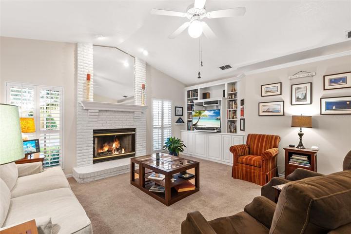 Family room with fireplace