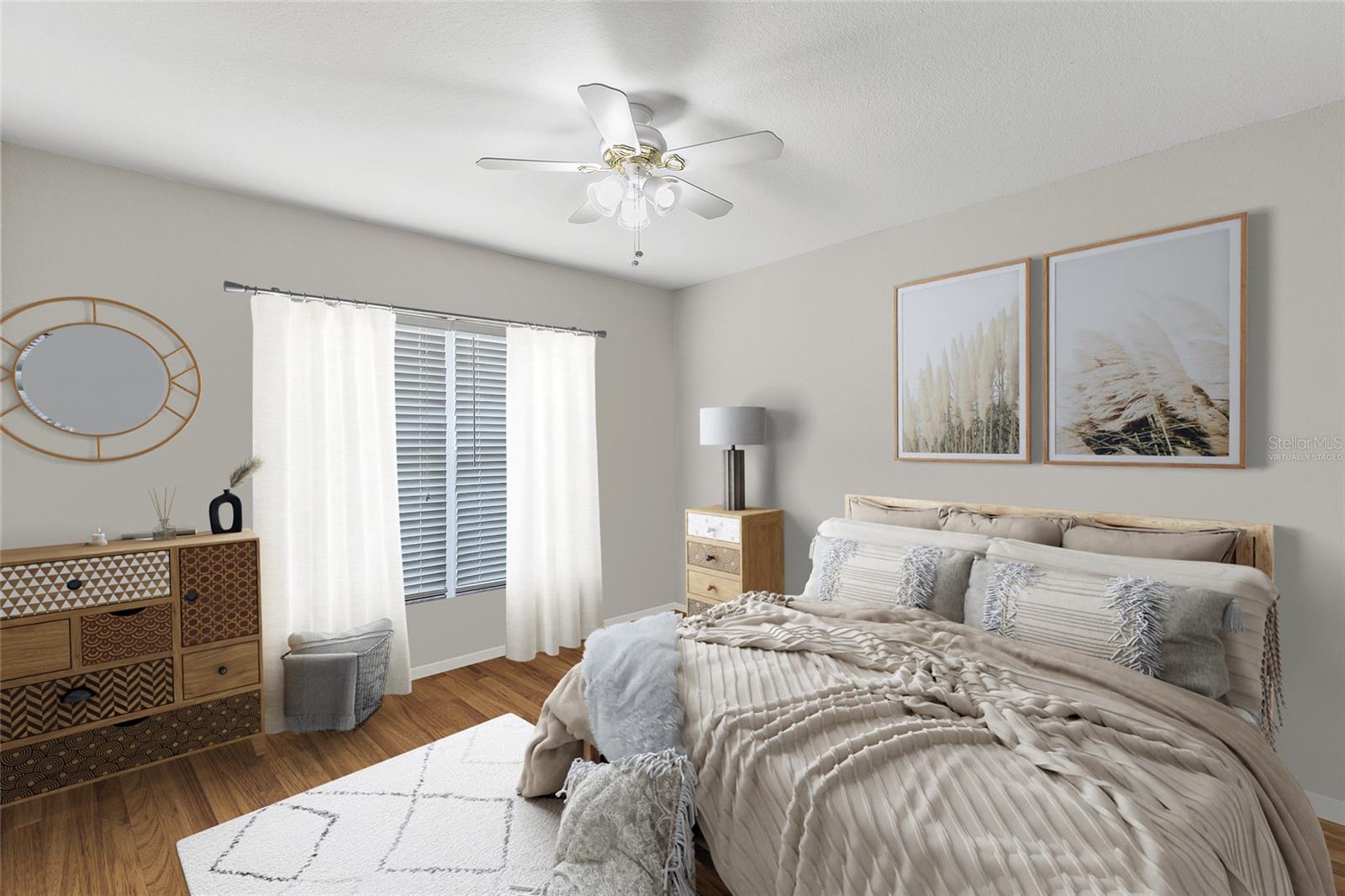 Virtually staged 2nd bedroom, currently used as an office