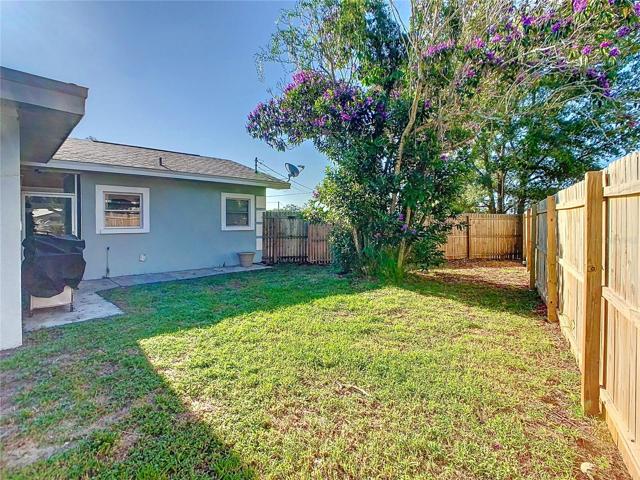 Back yard can be accessed from the side door on the screened lanai.