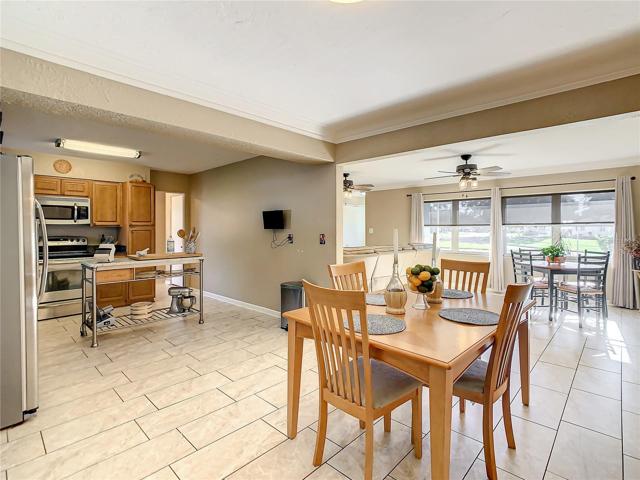 From the dining room you have easy access to the kitchen or living area.