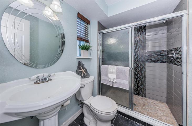 Full bathroom on lower level