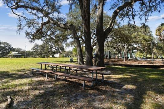 Picnic area close to the playground.