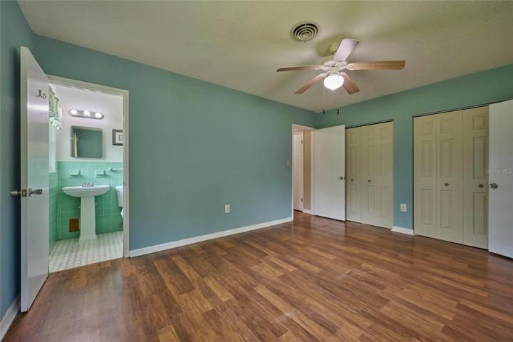 Master bathroom and double closets