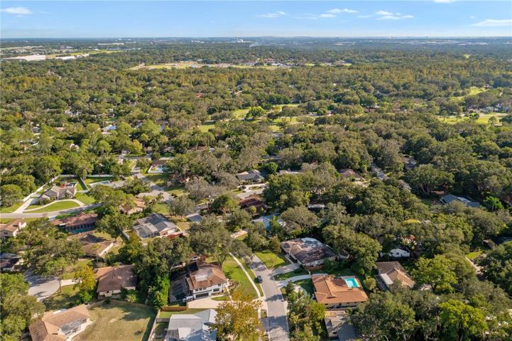 Aerial view of neighborhood
