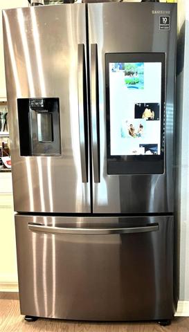 35.75 in. W 26.5 cu. ft. 3-Door Family Hub French Door Smart Refrigerator in Fingerprint Resistant Black Stainless Steel