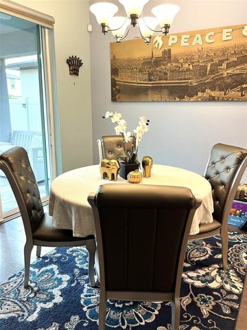 Breakfast nook overlooks the pool area.