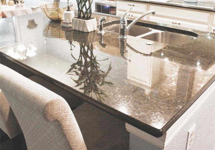 Polished cooking island.