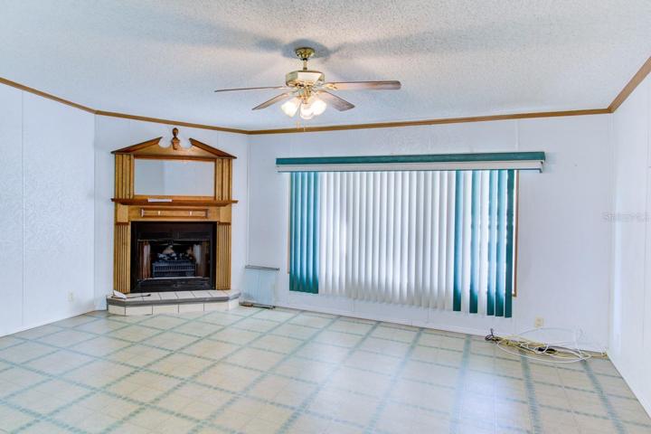 Electric fireplace in the family room.