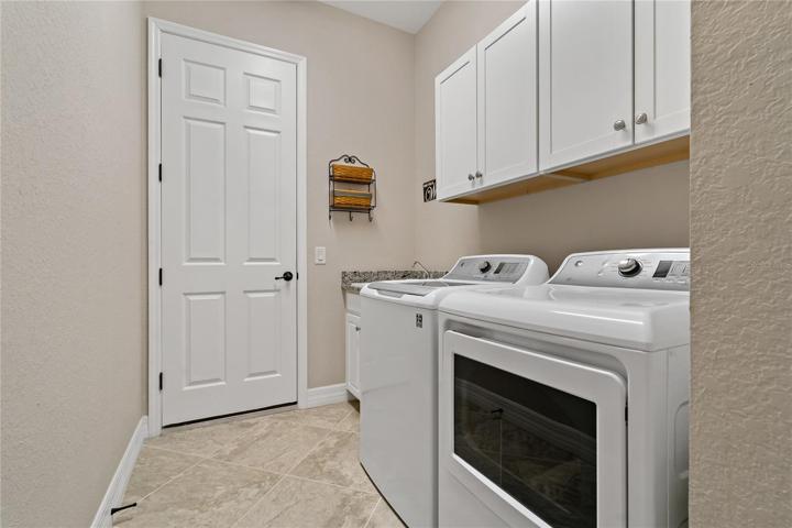 LAUNDRY ROOM WITH SINK AND CABINETS FOR EXTRA STORAGE!