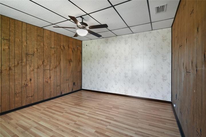 The garage has been converted into a generous bonus room!