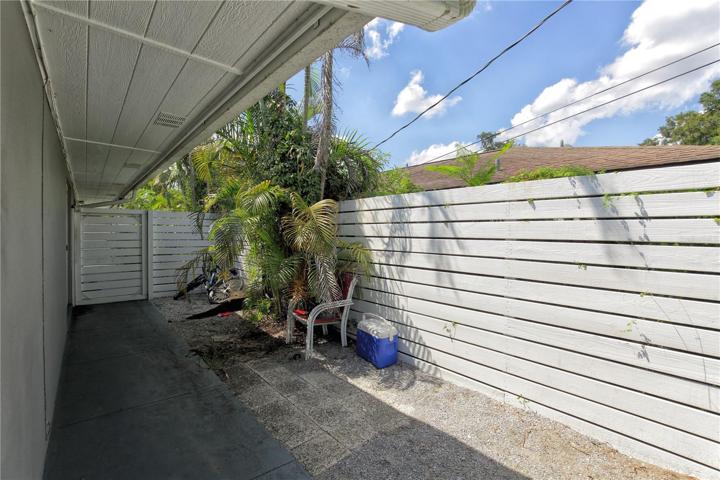 The side courtyard for one of the units.