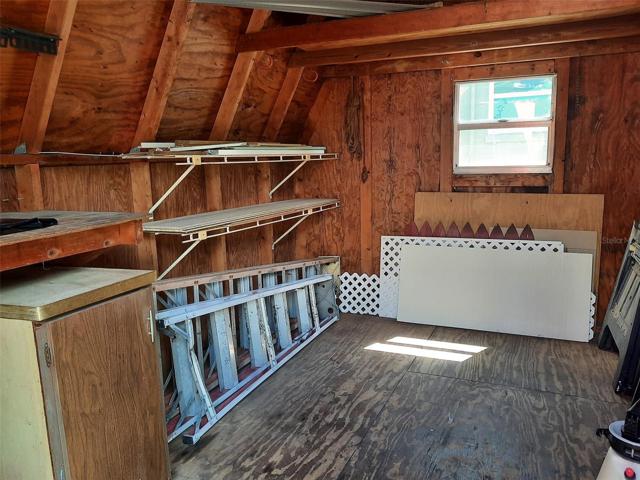 Interior of shed