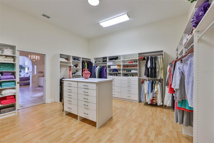 Jumbo Master Primary Custom Closet with Center Island Cabinet