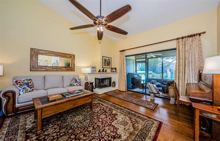 Family room with fireplace