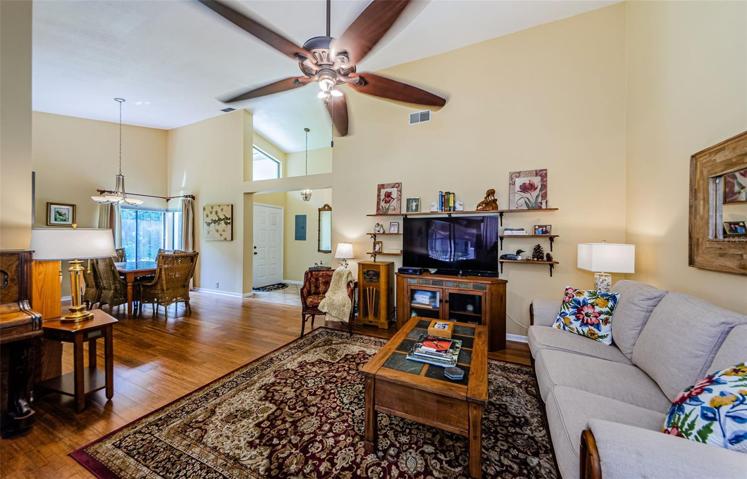 Family room looking to dining room and front entry