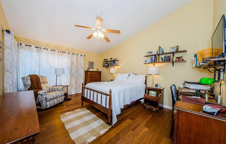 Master bedroom with ceiling fan