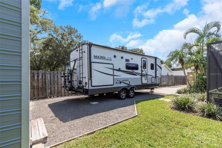 RV or boat parking behind fence