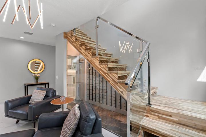 Simply gorgeous, hand-crafted Acacia wood staircase