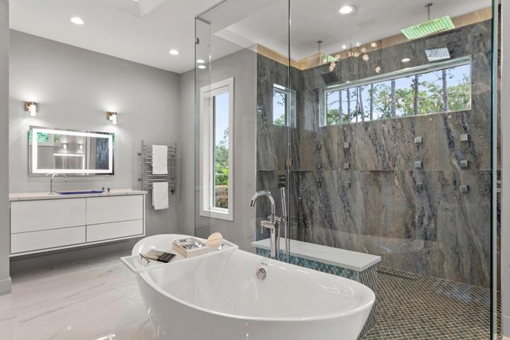 Large soaking tub in master bath